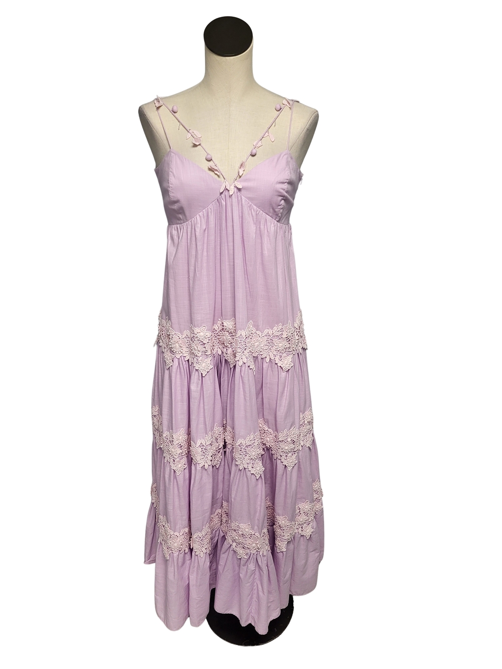 NEW Anthropologie Sachin & Babi Lavender Tiered Lace Boho Pippa Maxi Dress sz 2